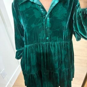 Anthropologie Teal Velvet dress